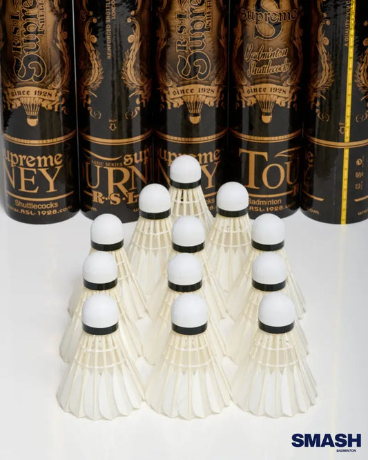 RSL Supreme goose feather shuttlecock tube packaging